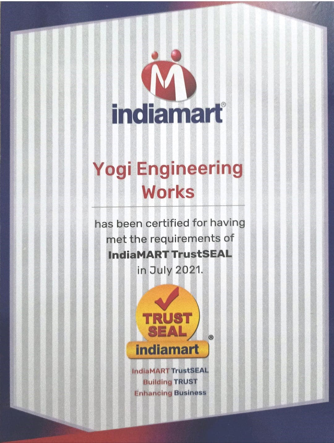 IndiaMART TrustSEAL Certificate